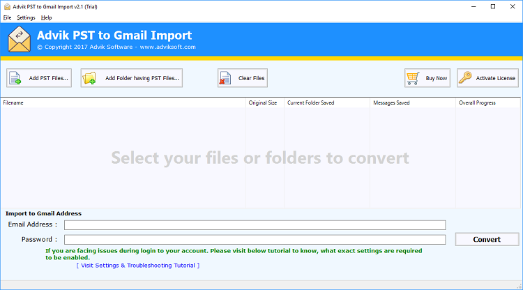 импортировать pst в Gmail вручную
